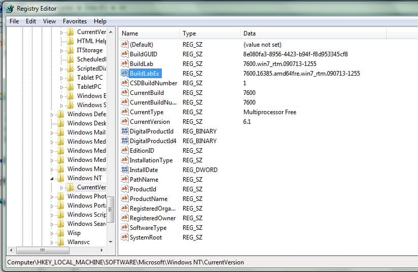 Find Windows 7 Build Number